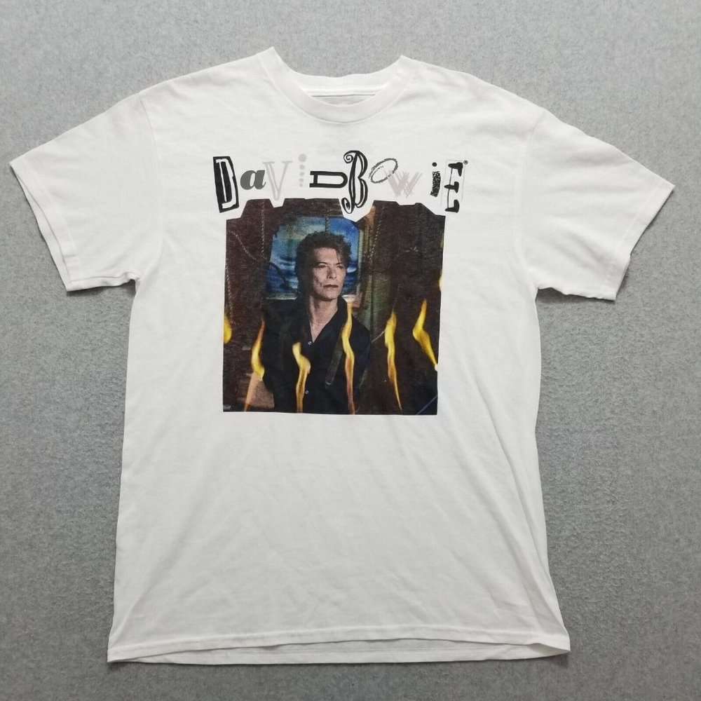 David Bowie Shirt Mens Medium White Short Sleeve‎